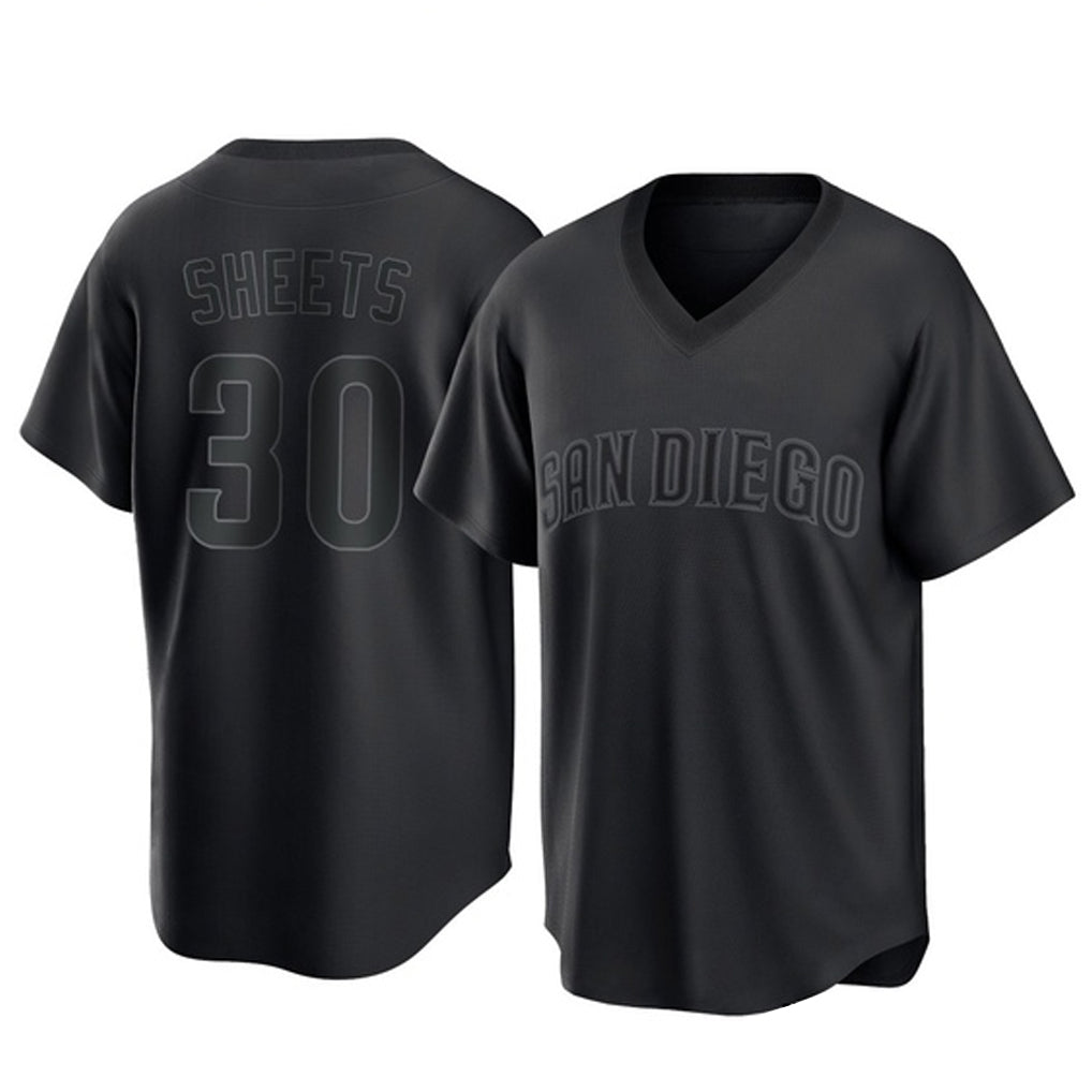 CAdoa S.Diego Padres #30 Gavin Sheets Player Black Pitch Fashion Game T-shirt Stitched Jerseys