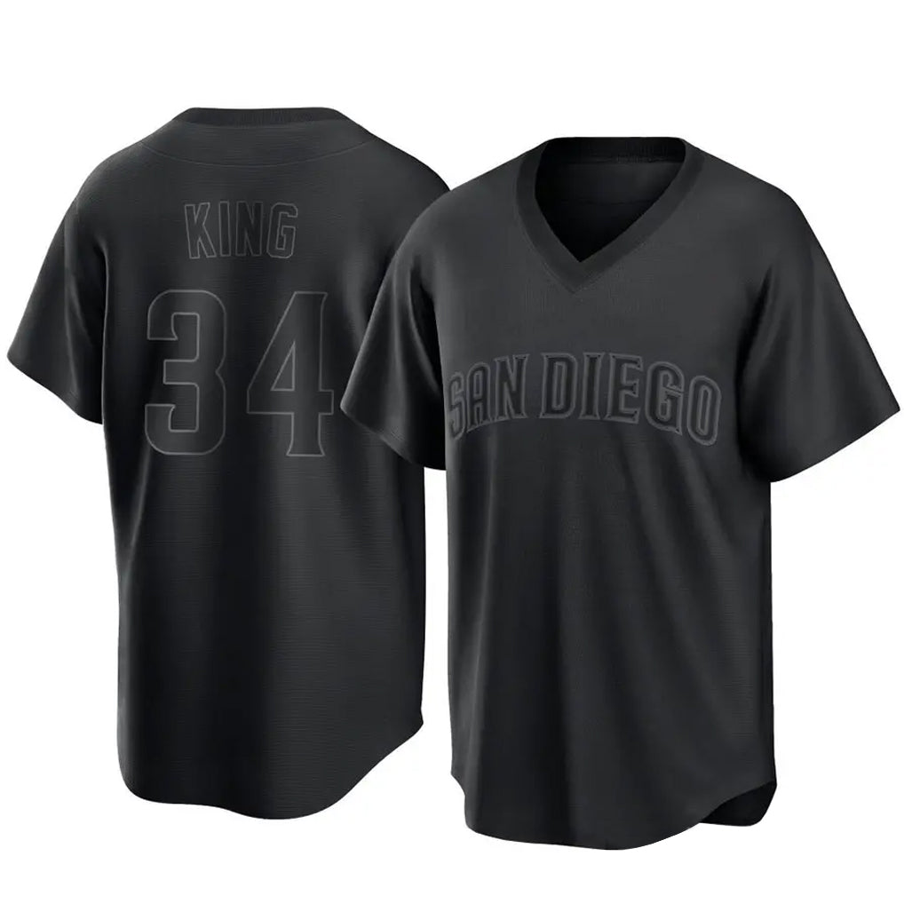 CAdoa S.Diego Padres #34 Michael King Player Black Pitch Fashion Game T-shirt Stitched Jerseys