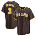 CAdoa S.Diego Padres #3 Jackson Merrill Player Brown Home Game Stitched Jerseys