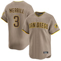 CAdoa S.Diego Padres #3 Jackson Merrill Player Khaki Home Limited Stitched Jerseys