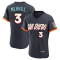 CAdoa S.Diego Padres #3 Jackson Merrill Player Obsidian 2026 City Connect Home Limited Elite T-shirt Stitched Jerseys