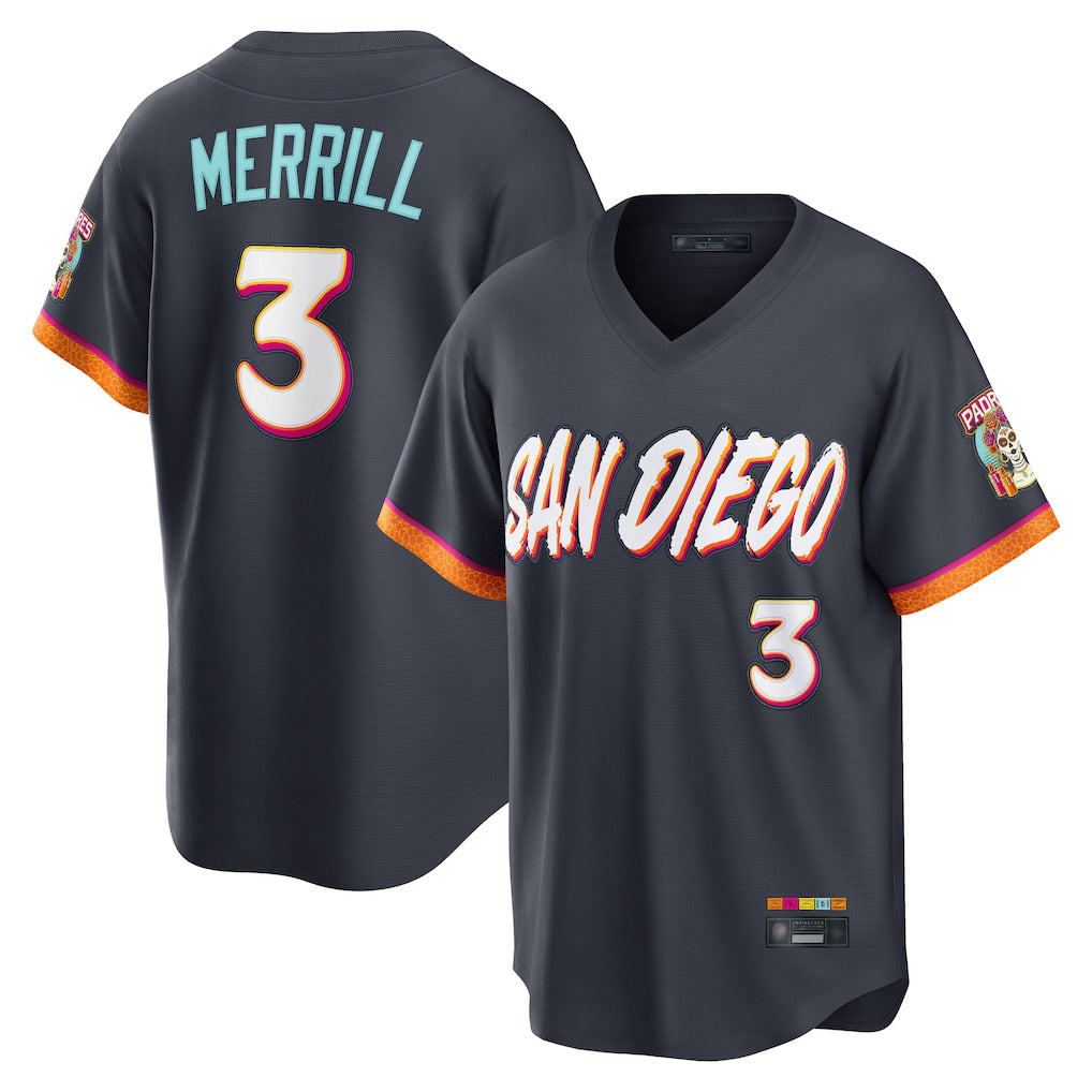 CAdoa S.Diego Padres #3 Jackson Merrill Player Obsidian 2026 City Connect Home Limited T-shirt Stitched Jerseys
