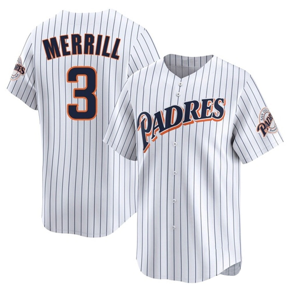 CAdoa S.Diego Padres #3 Jackson Merrill Player White Cooperstown Collection Limited Home Stitched Jerseys