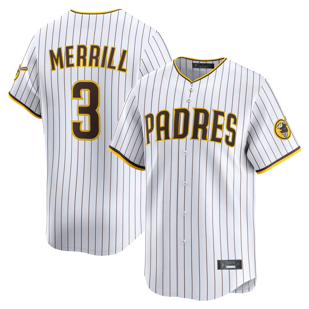 CAdoa S.Diego Padres #3 Jackson Merrill Player White Home Limited Stitched Jerseys