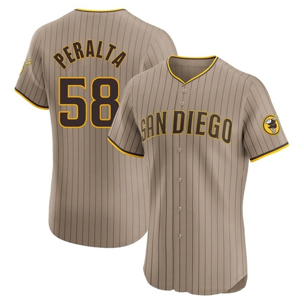 CAdoa S.Diego Padres #58 Wandy Peralta Player Khaki Home Limited Elite Stitched Jerseys