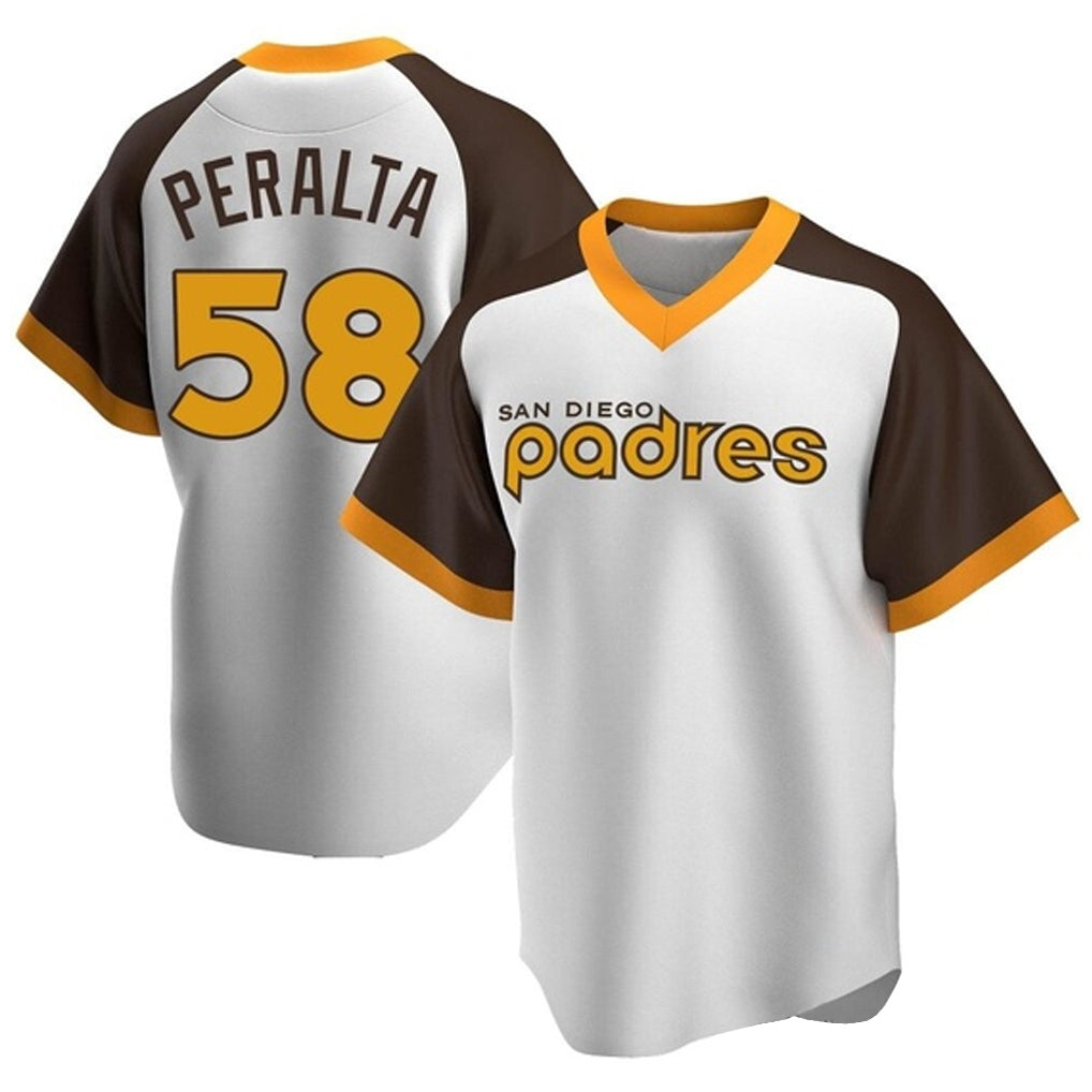CAdoa S.Diego Padres #58 Wandy Peralta Player White Home Cooperstown Collection Replica Game Stitched Jerseys