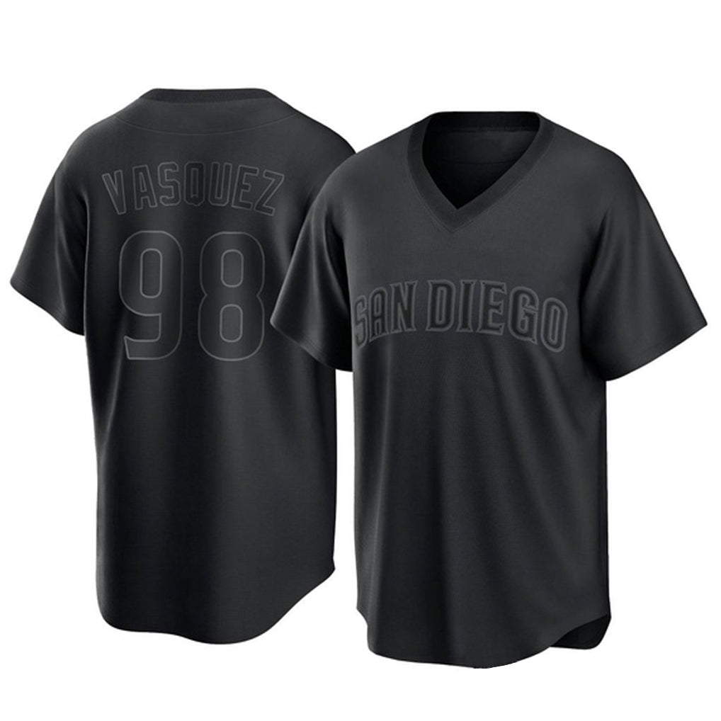 CAdoa S.Diego Padres #98 Randy Vasquez Player Black Pitch Fashion Game T-shirt Stitched Jerseys