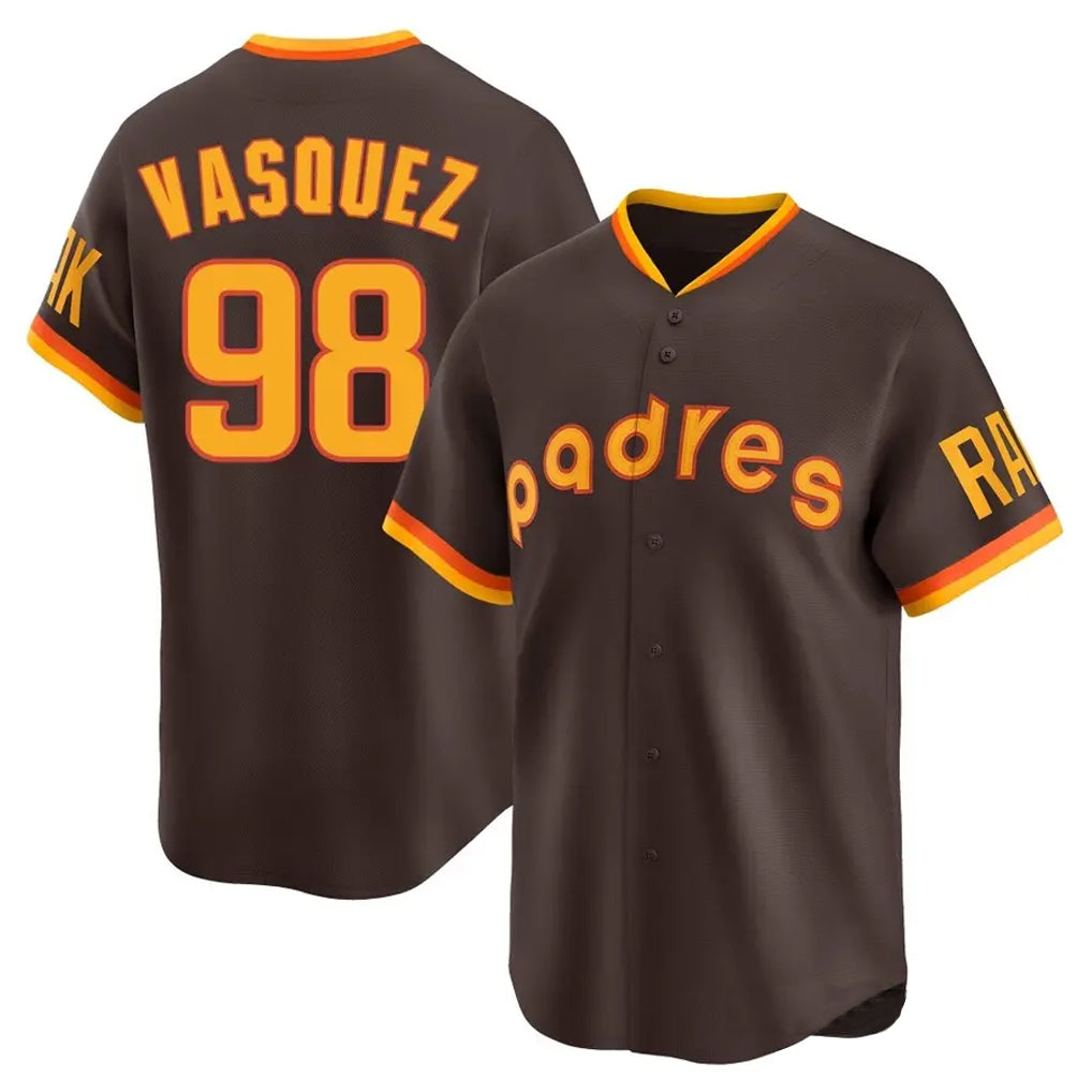 CAdoa S.Diego Padres #98 Randy Vasquez Player Brown Home Cooperstown Collection Replica Game Stitched Jerseys