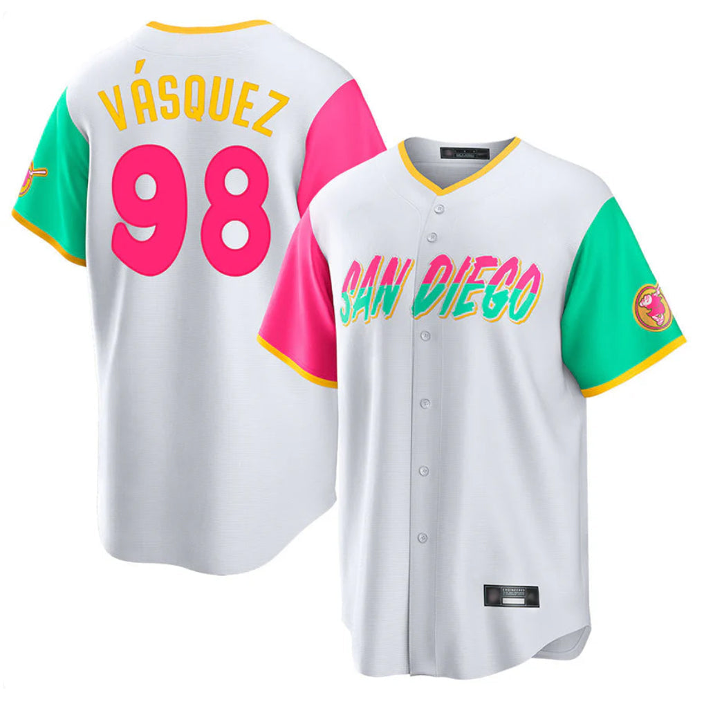 CAdoa S.Diego Padres #98 Randy Vasquez Player White City Connect Home Game Stitched Jerseys