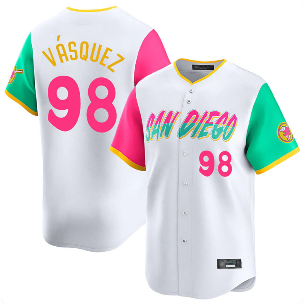CAdoa S.Diego Padres #98 Randy Vasquez Player White City Connect Home Limited Stitched Jerseys
