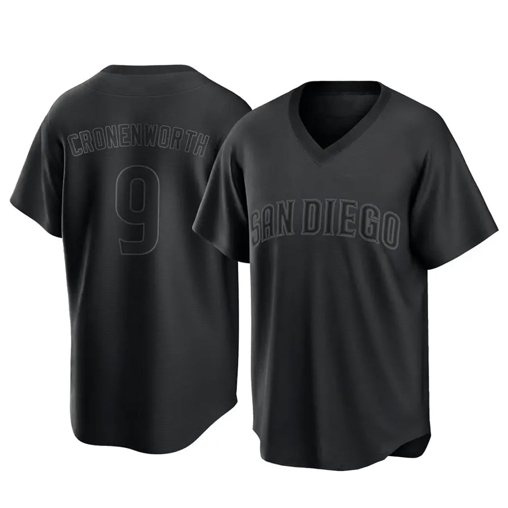 CAdoa S.Diego Padres #9 Jake Cronenworth Player Black Pitch Fashion Game T-shirt Stitched Jerseys