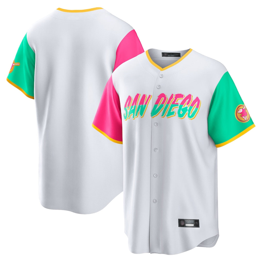 CAdoa S.Diego Padres Blank Player White City Connect Home Game Stitched Jerseys
