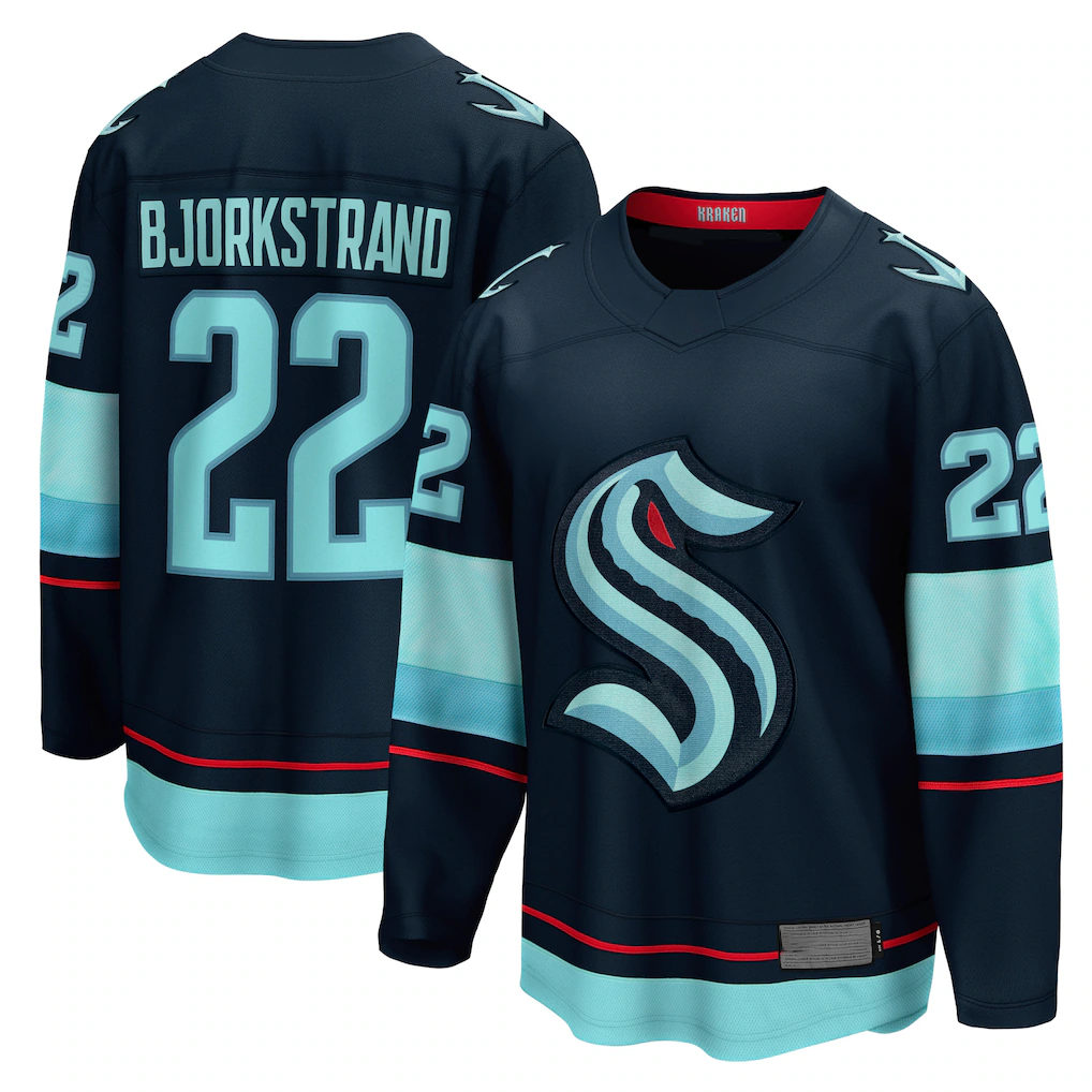 CAdoa S.Kraken #22 Oliver Bjorkstrand Deep Sea Blue Home Breakaway Player Jerseys