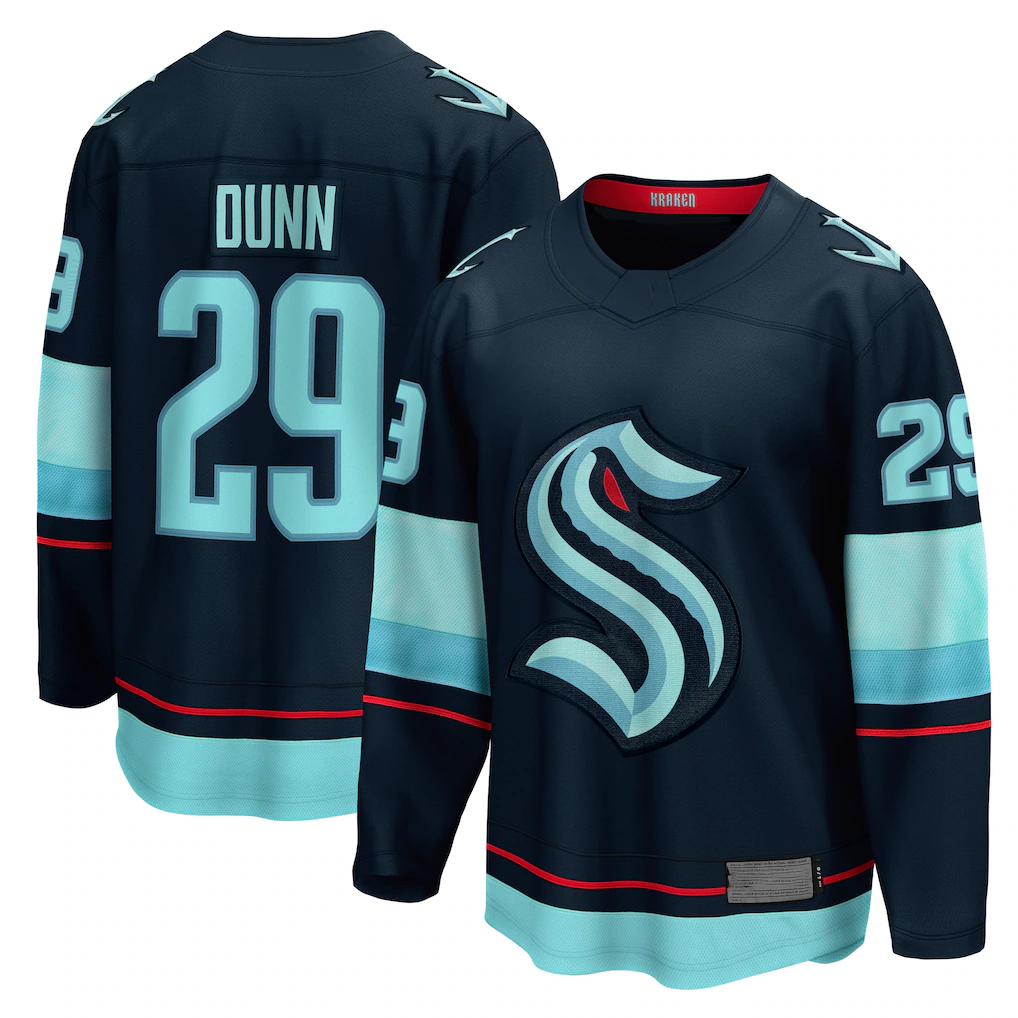 CAdoa S.Kraken #29 Vince Dunn Deep Sea Blue Home Breakaway Player Jerseys