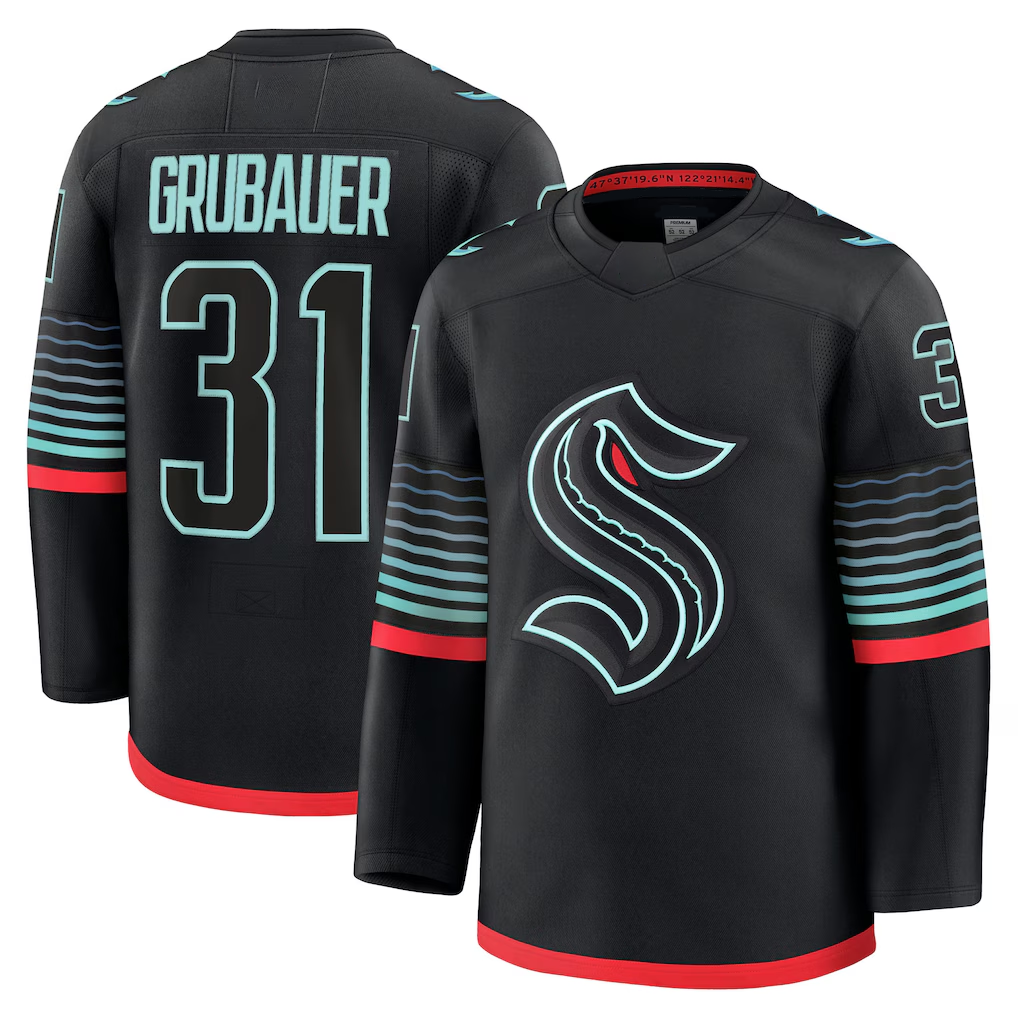 CAdoa S.Kraken #31 Philipp Grubauer Black Alternate Premium Player Jerseys