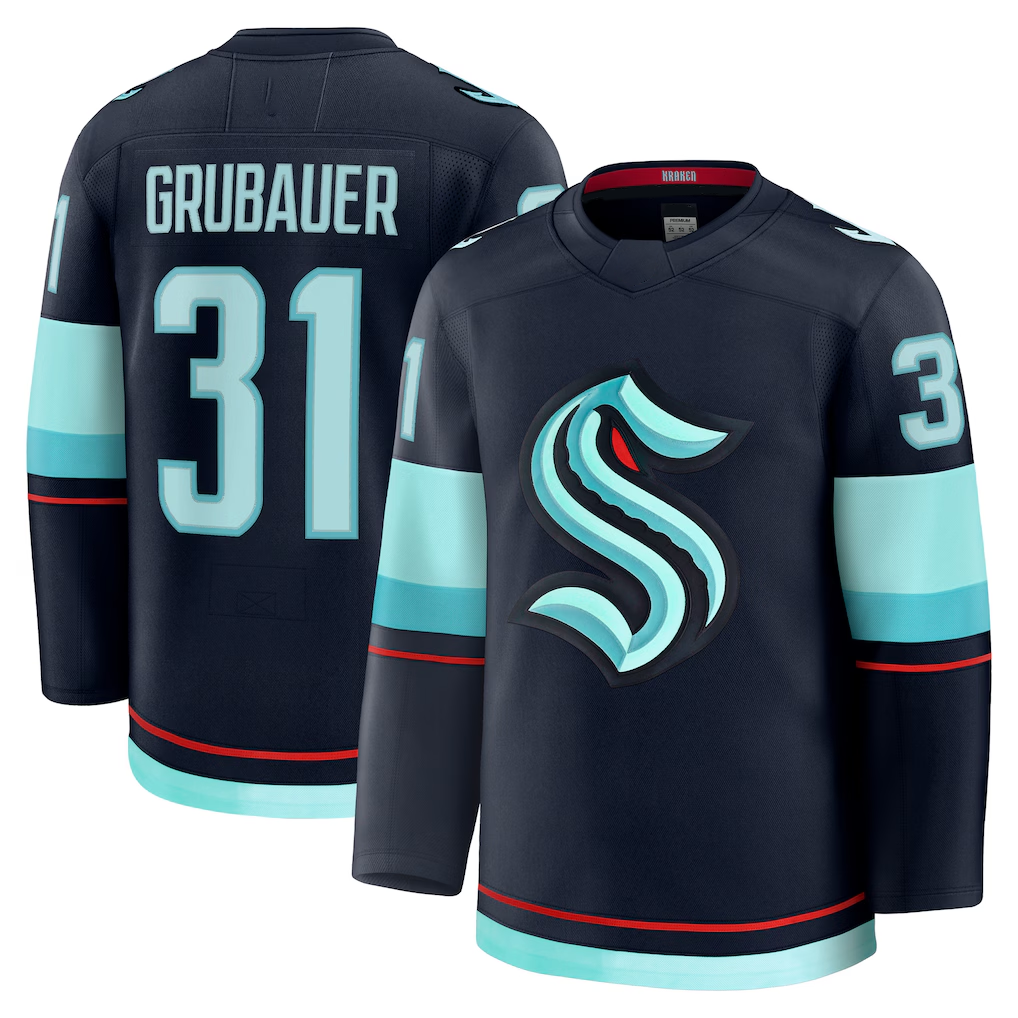 CAdoa S.Kraken #31 Philipp Grubauer Deep Sea Blue Home Premium Jerseys