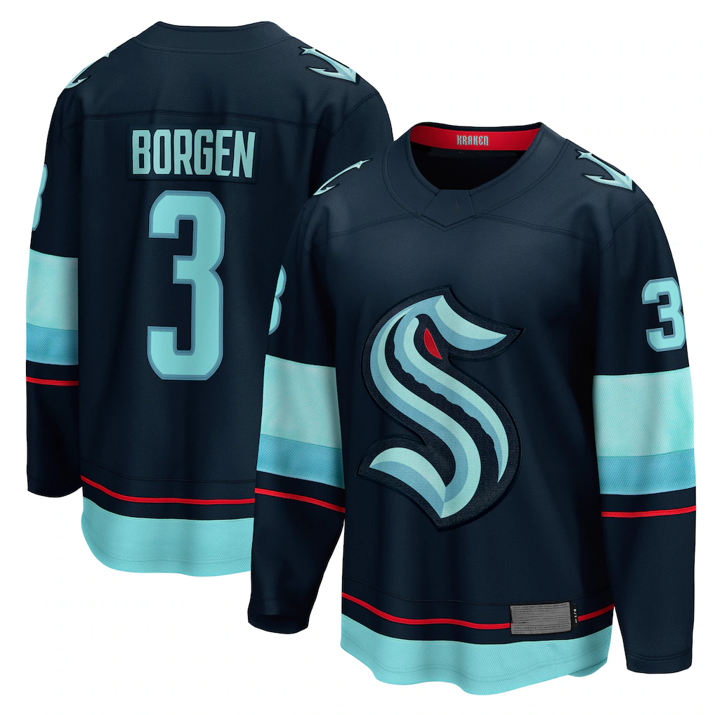 CAdoa S.Kraken #3 Will Borgen Deep Sea Blue Home Breakaway Player Jerseys