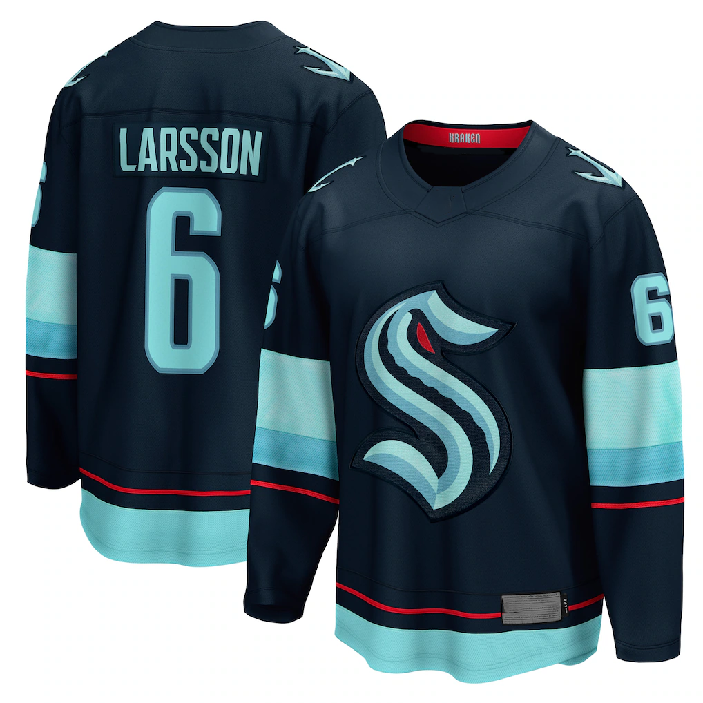 CAdoa S.Kraken #6 Adam Larsson Deep Sea Blue Home Breakaway Player Jerseys