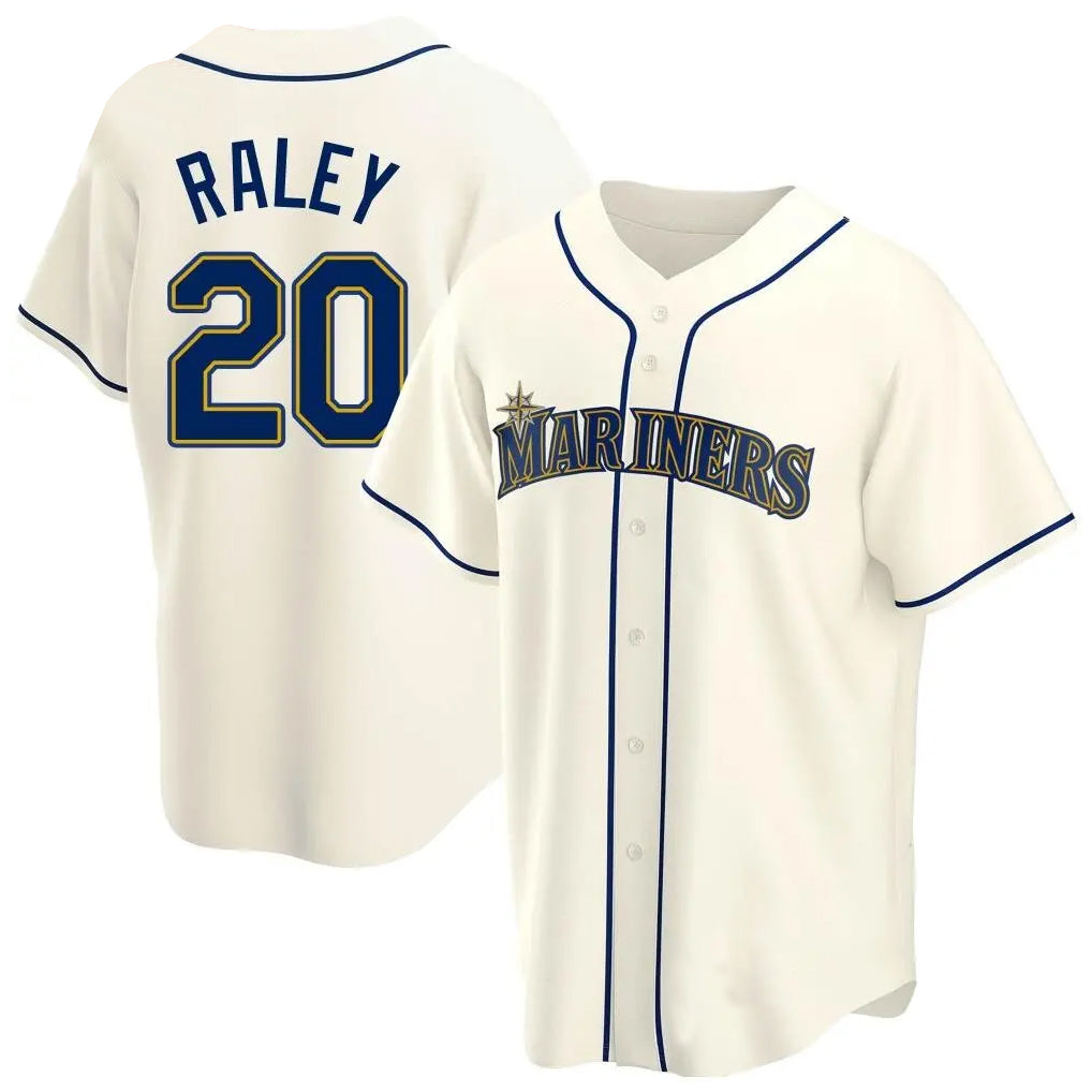 CAdoa S.Mariners #20 Luke Raley Player Cream Home Game Stitched Jerseys