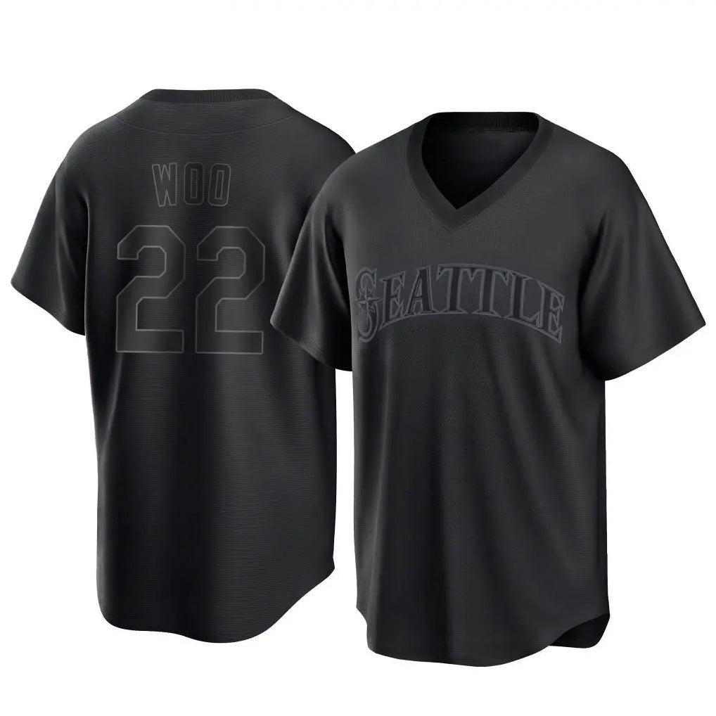 CAdoa S.Mariners #22 Bryan Woo Player Black Replica Fashion T-shirt Stitched Jerseys