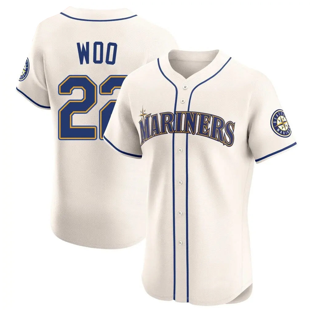 CAdoa S.Mariners #22 Bryan Woo Player Cream Home Limited Elite Stitched Jerseys
