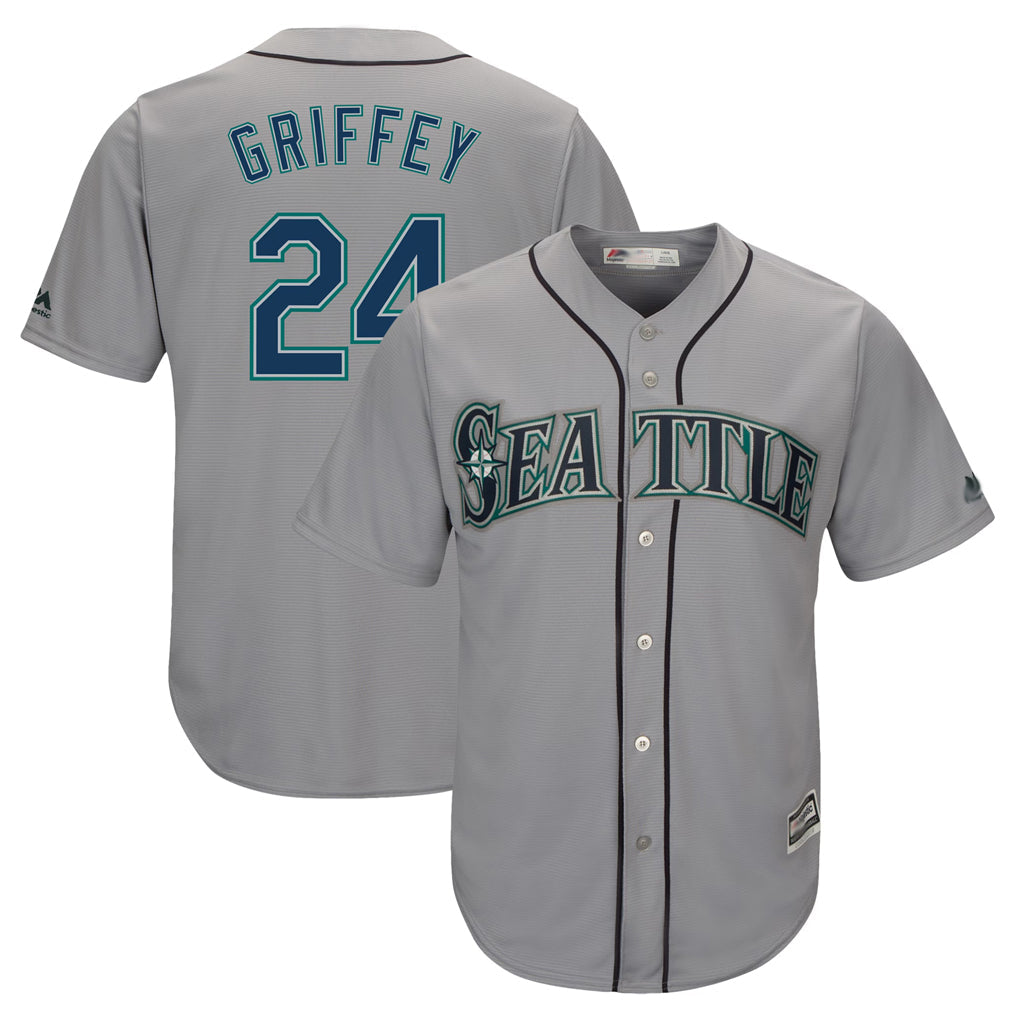 CAdoa S.Mariners #24 Ken Griffey Jr Player Gray Cool Base Home Game Stitched Jerseys