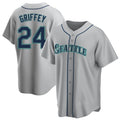 CAdoa S.Mariners #24 Ken Griffey Jr Player Gray Home Game Stitched Jerseys