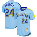 CAdoa S.Mariners #24 Ken Griffey Jr Player Light Blue Mitchell & Ness Cooperstown Collection Game Stitched Jerseys