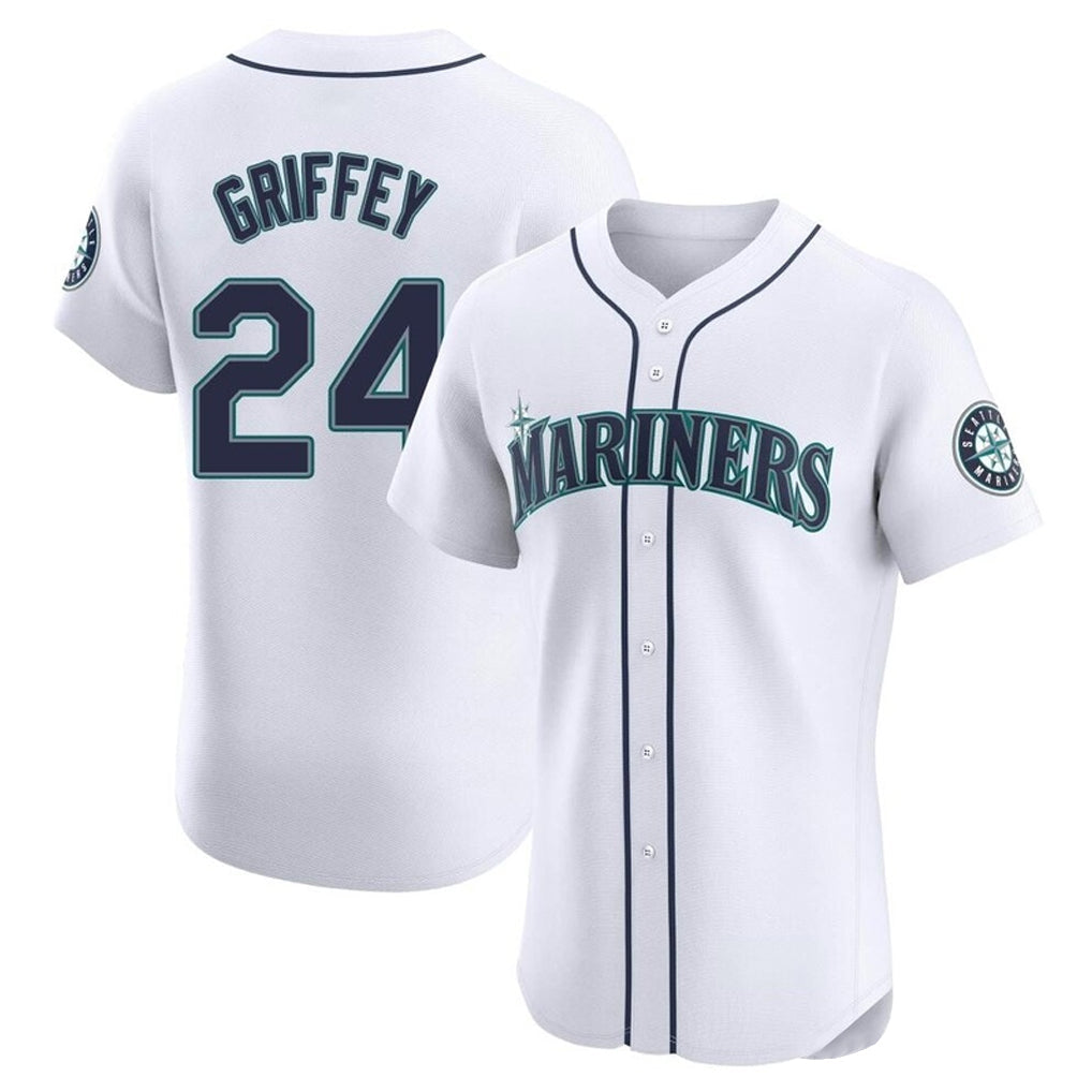CAdoa S.Mariners #24 Ken Griffey Jr Player White Home Limited Elite Stitched Jerseys