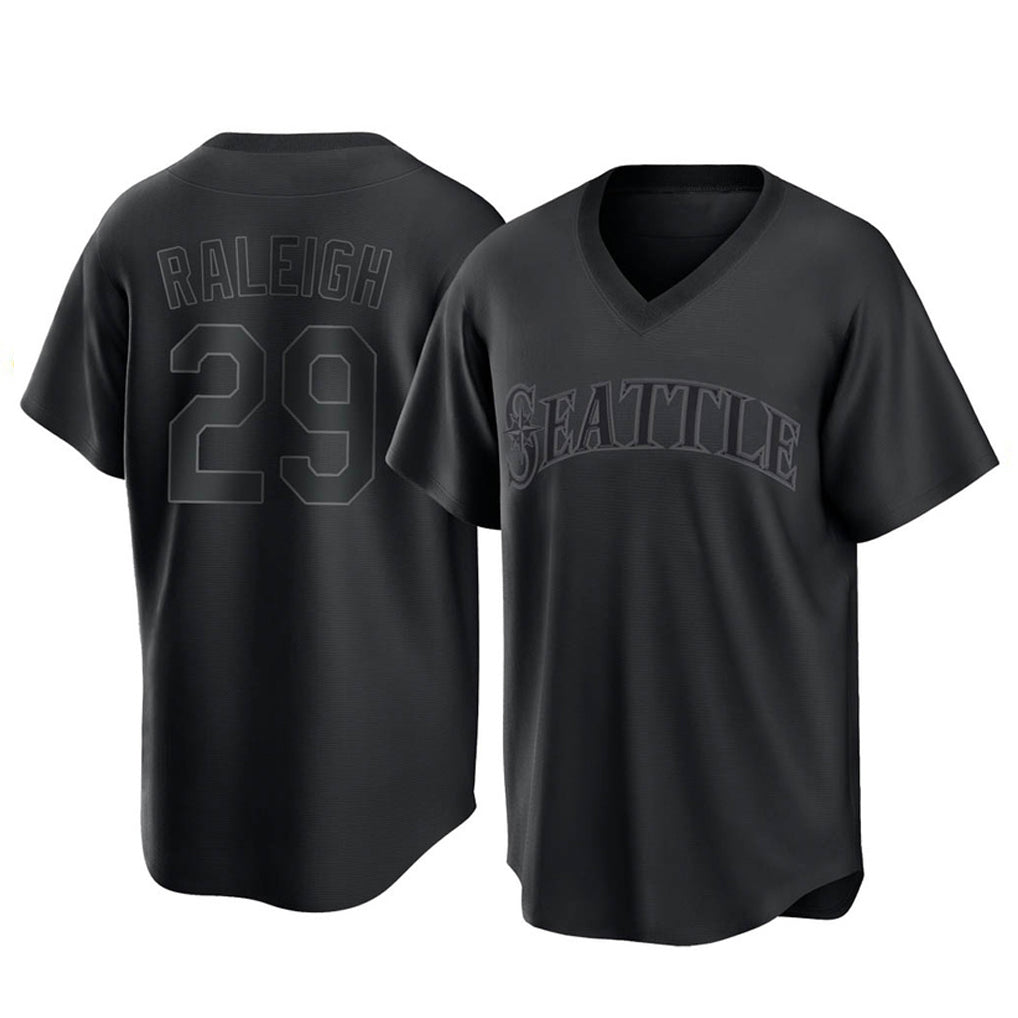 CAdoa S.Mariners #29 Cal Raleigh Player Black Replica Fashion T-shirt Stitched Jerseys