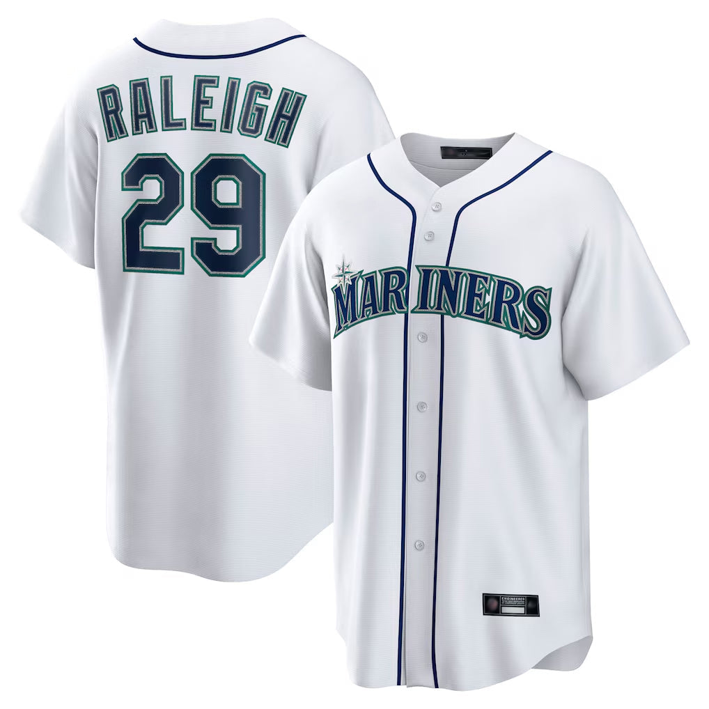 CAdoa S.Mariners #29 Cal Raleigh Player White Home Game Stitched Jerseys
