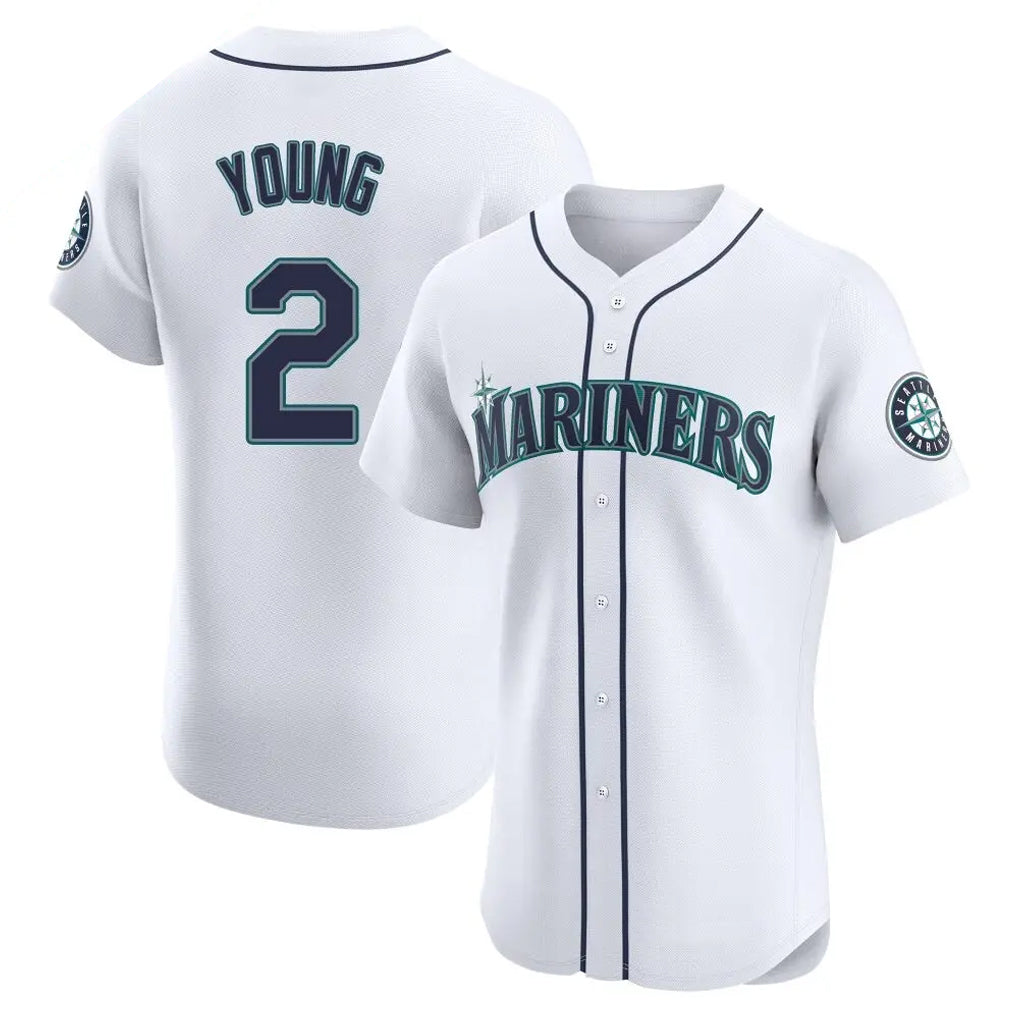 CAdoa S.Mariners #2 Cole Young Player White Home Limited Elite Stitched Jerseys