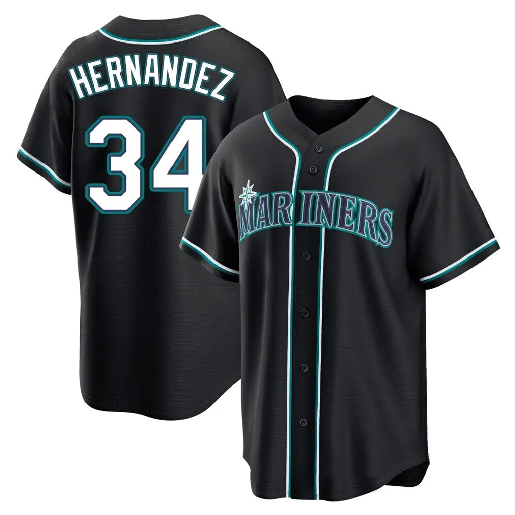 CAdoa S.Mariners #34 Felix Hernandez Player Black Fashion Home Limited Stitched Jerseys