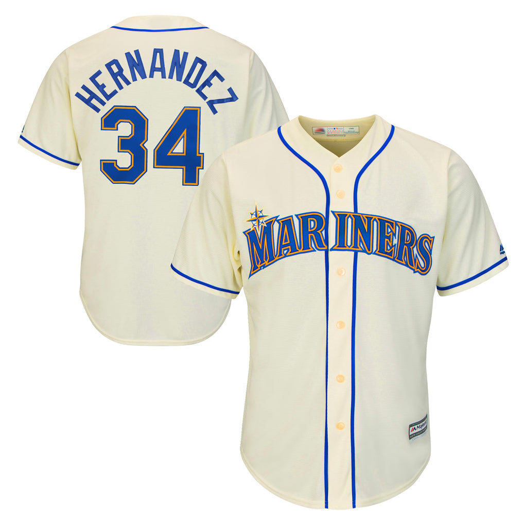 CAdoa S.Mariners #34 Felix Hernandez Player Cream Majestic Home Cool Base Limited Stitched Jerseys