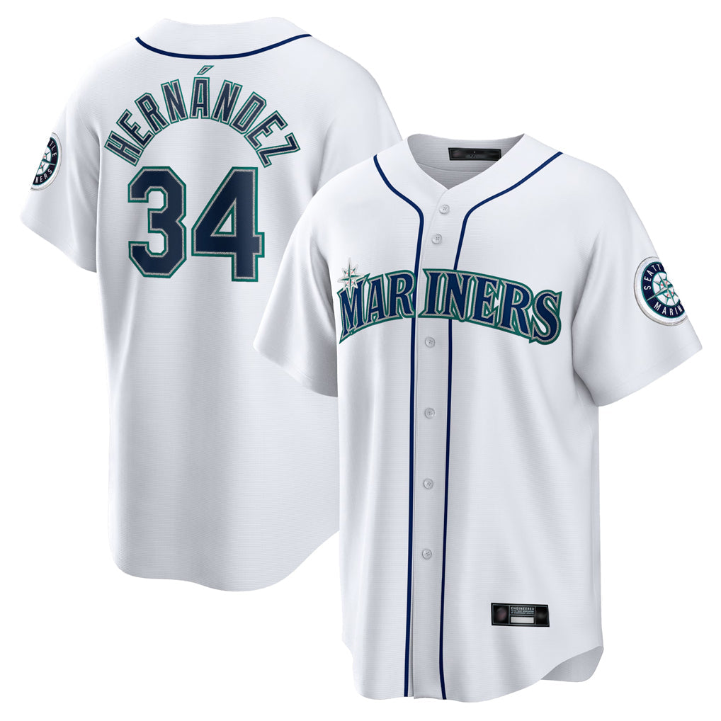 CAdoa S.Mariners #34 Felix Hernandez Player White Home Game Stitched Jerseys