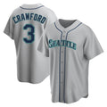 CAdoa S.Mariners #3 J.P. Crawford Player Gray Home Game Stitched Jerseys