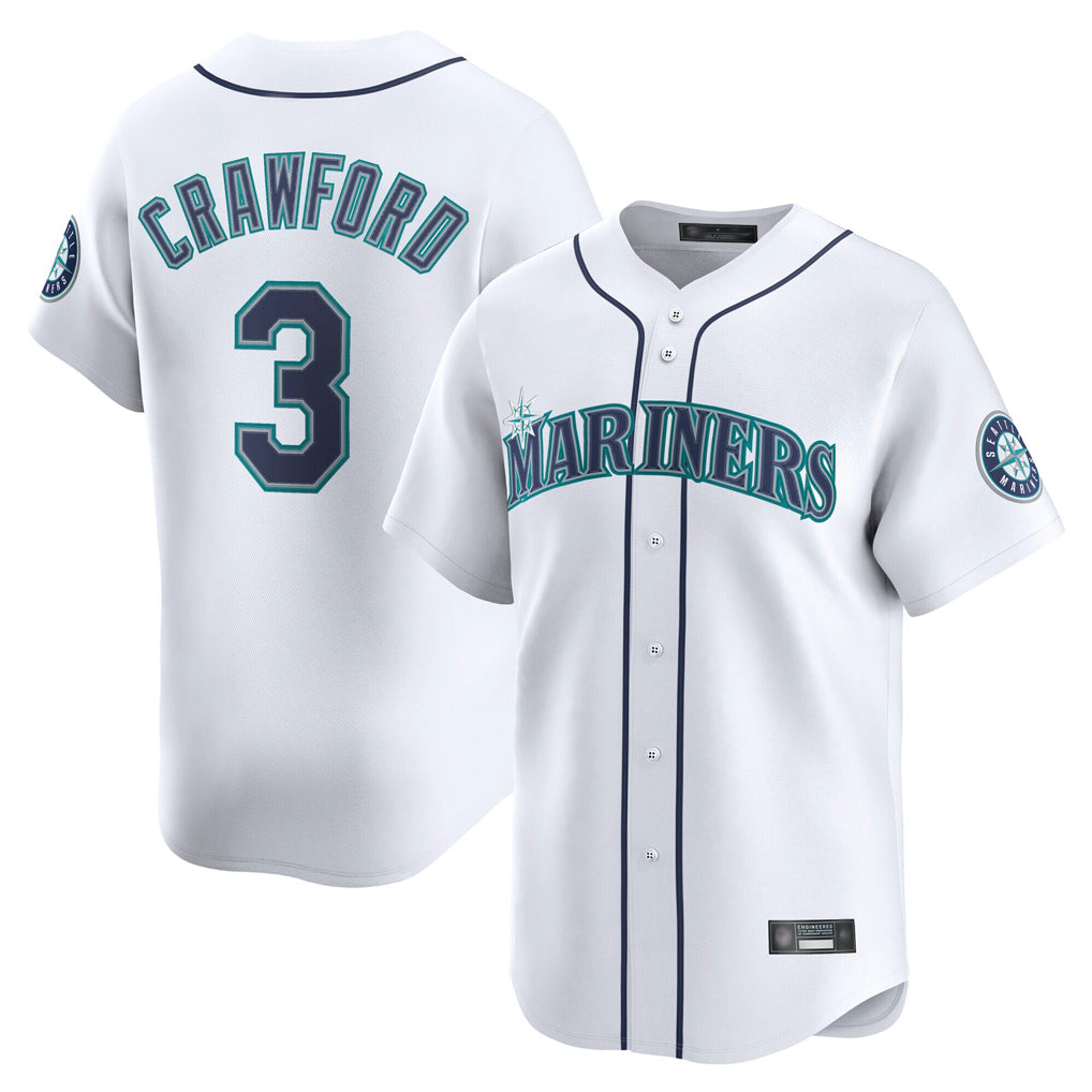 CAdoa S.Mariners #3 J.P. Crawford Player White Home Limited Stitched Jerseys
