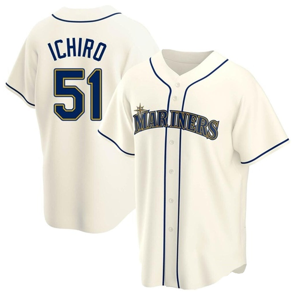 CAdoa S.Mariners #51 Ichiro Suzuki Player Cream Home Game Stitched Jerseys