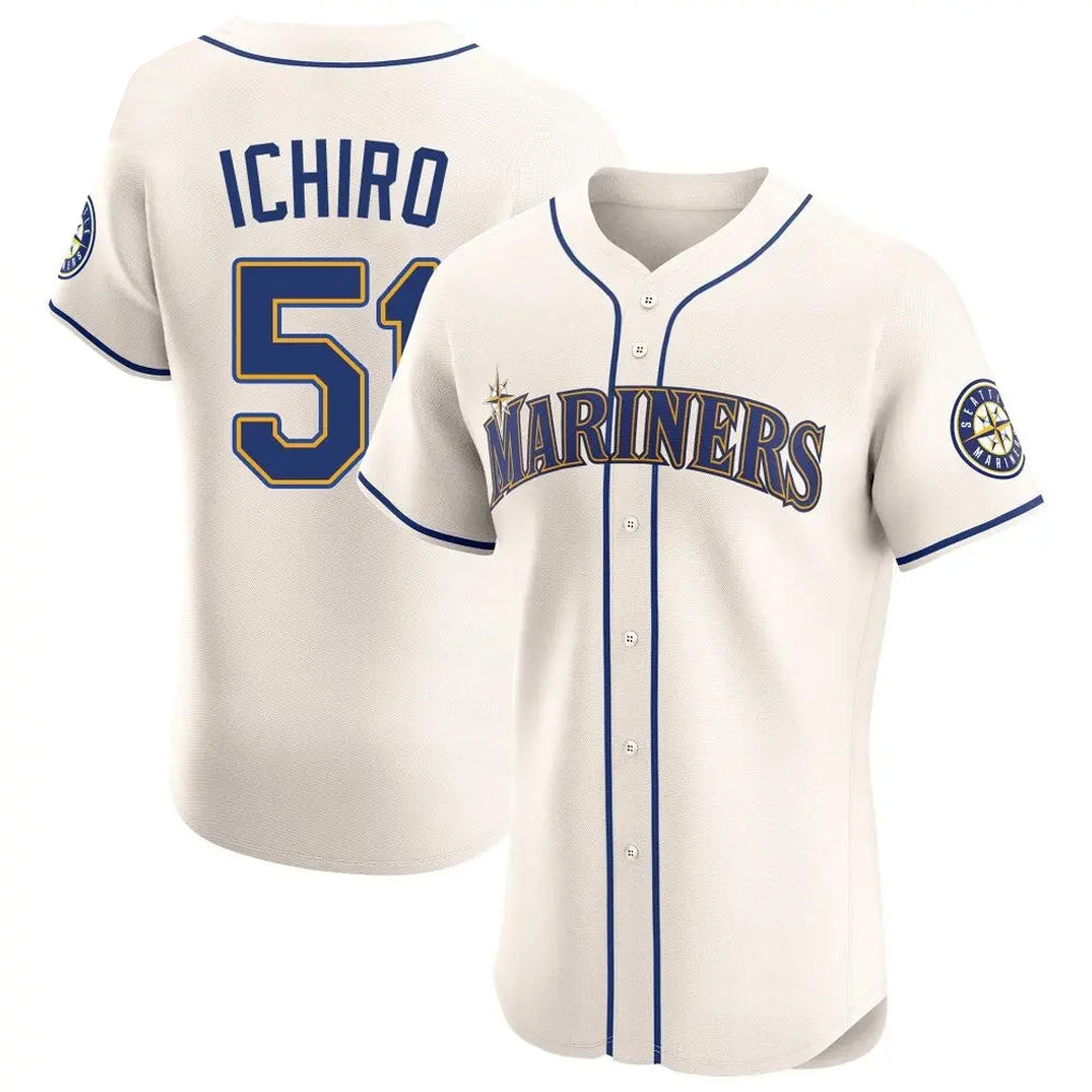 CAdoa S.Mariners #51 Ichiro Suzuki Player Cream Home Limited Elite Stitched Jerseys