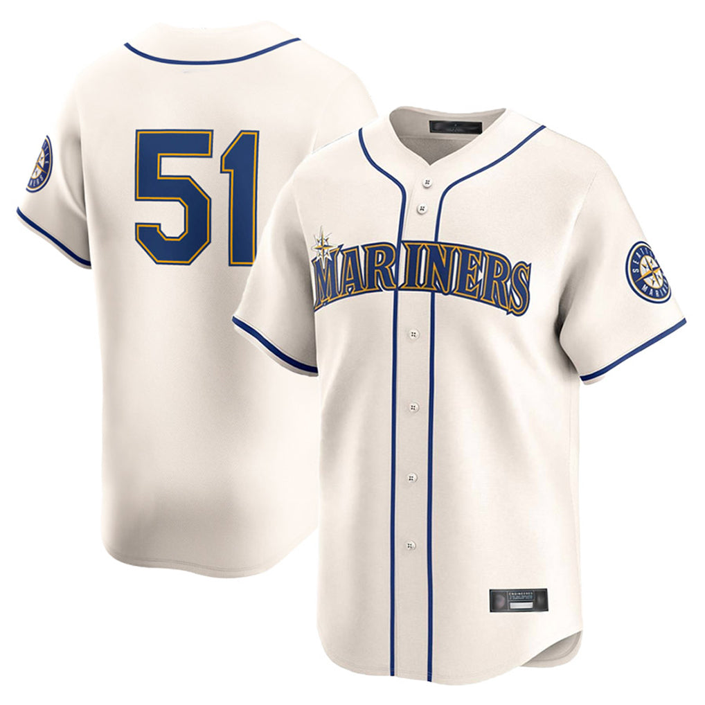 CAdoa S.Mariners #51 Ichiro Suzuki Player Cream Home Limited Stitched Jerseys