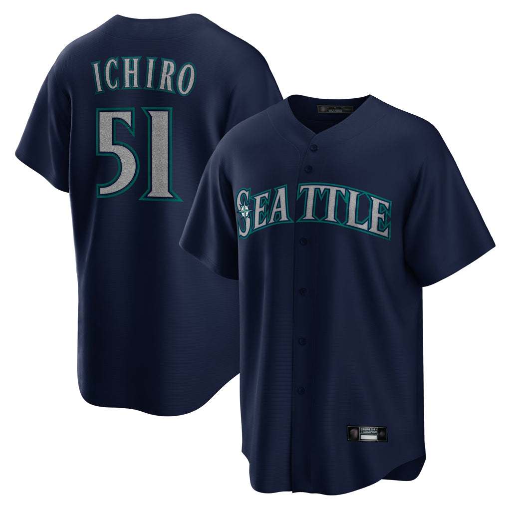 CAdoa S.Mariners #51 Ichiro Suzuki Player Navy Home Game Stitched Jerseys