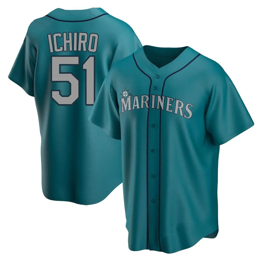 CAdoa S.Mariners #51 Ichiro Suzuki Player Teal Home Game Stitched Jerseys