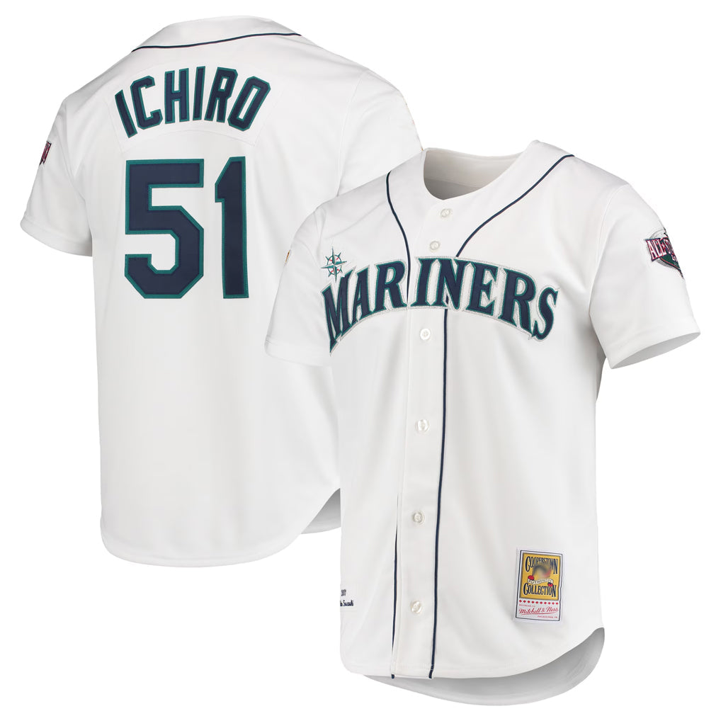 CAdoa S.Mariners #51 Ichiro Suzuki Player White Mitchell & Ness All-Star Game Cooperstown Collection Authentic Limited Stitched Jerseys