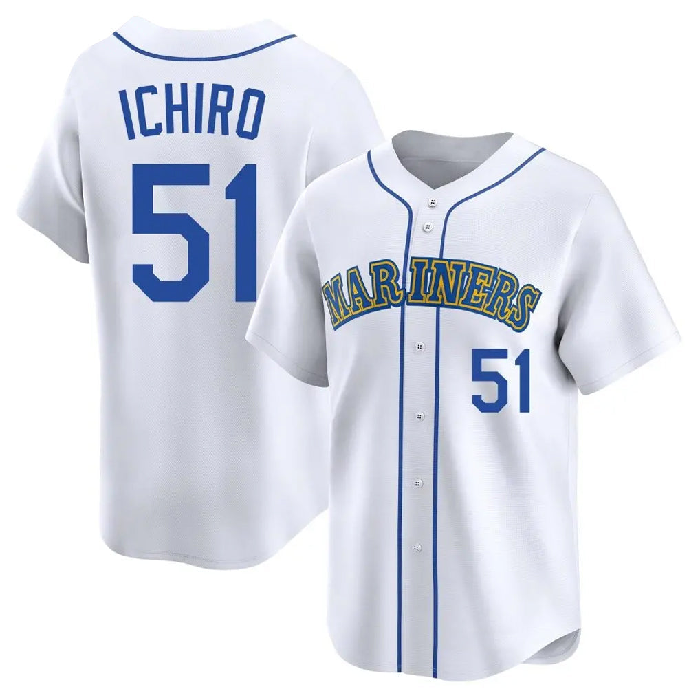CAdoa S.Mariners #51 Ichiro Suzuki Player White Pitch Fashion Game Stitched Jerseys