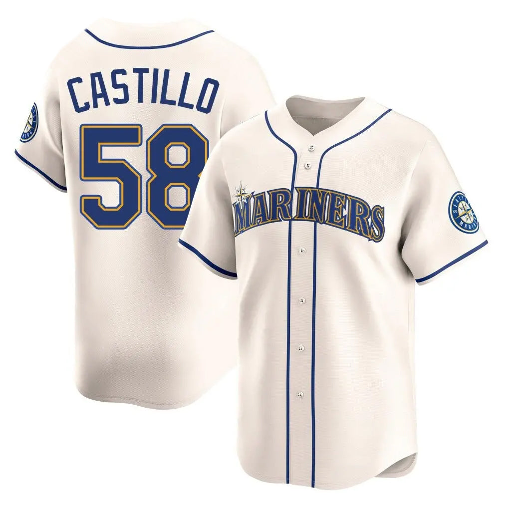 CAdoa S.Mariners #58 Luis Castillo Player Cream Home Limited Stitched Jerseys