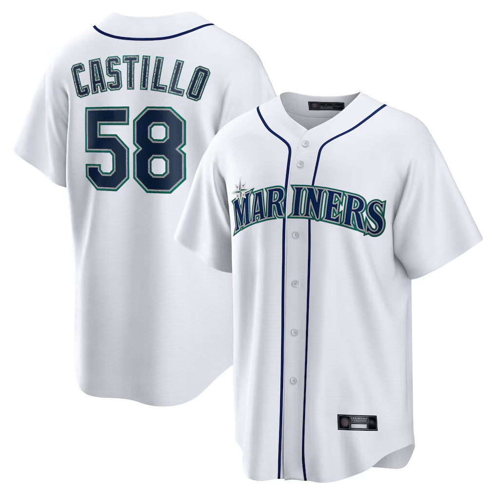 CAdoa S.Mariners #58 Luis Castillo Player White Home Game Stitched Jerseys
