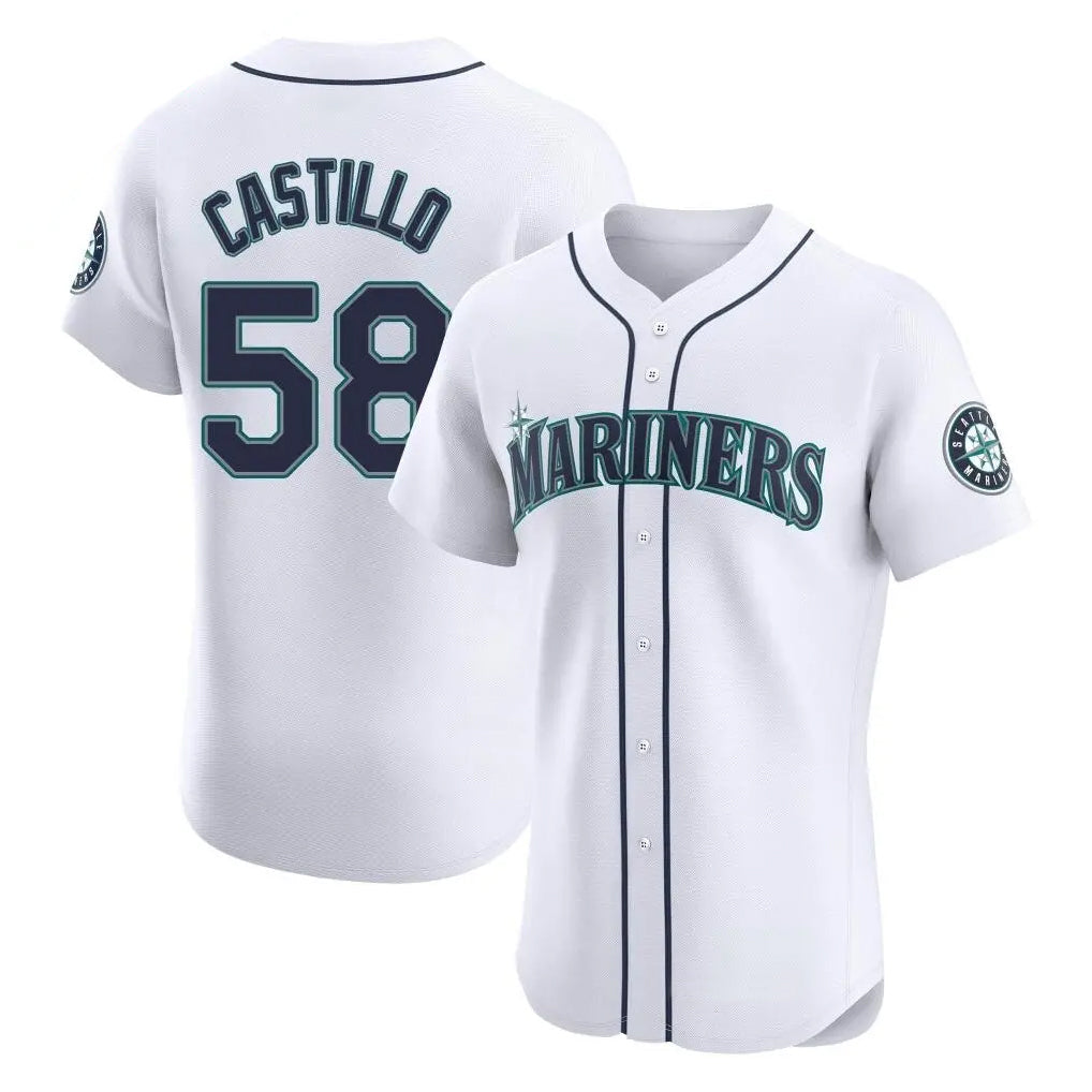 CAdoa S.Mariners #58 Luis Castillo Player White Home Limited Elite Stitched Jerseys