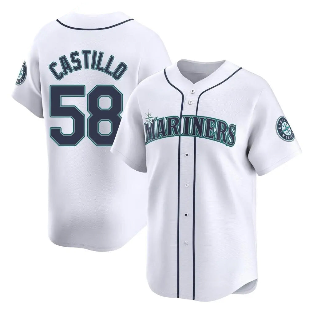 CAdoa S.Mariners #58 Luis Castillo Player White Home Limited Stitched Jerseys