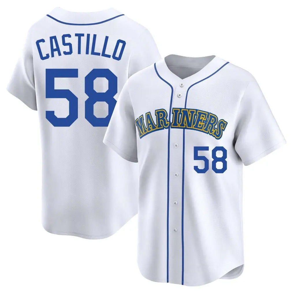 CAdoa S.Mariners #58 Luis Castillo Player White Throwback Cooperstown Collection Limited Game Stitched Jerseys