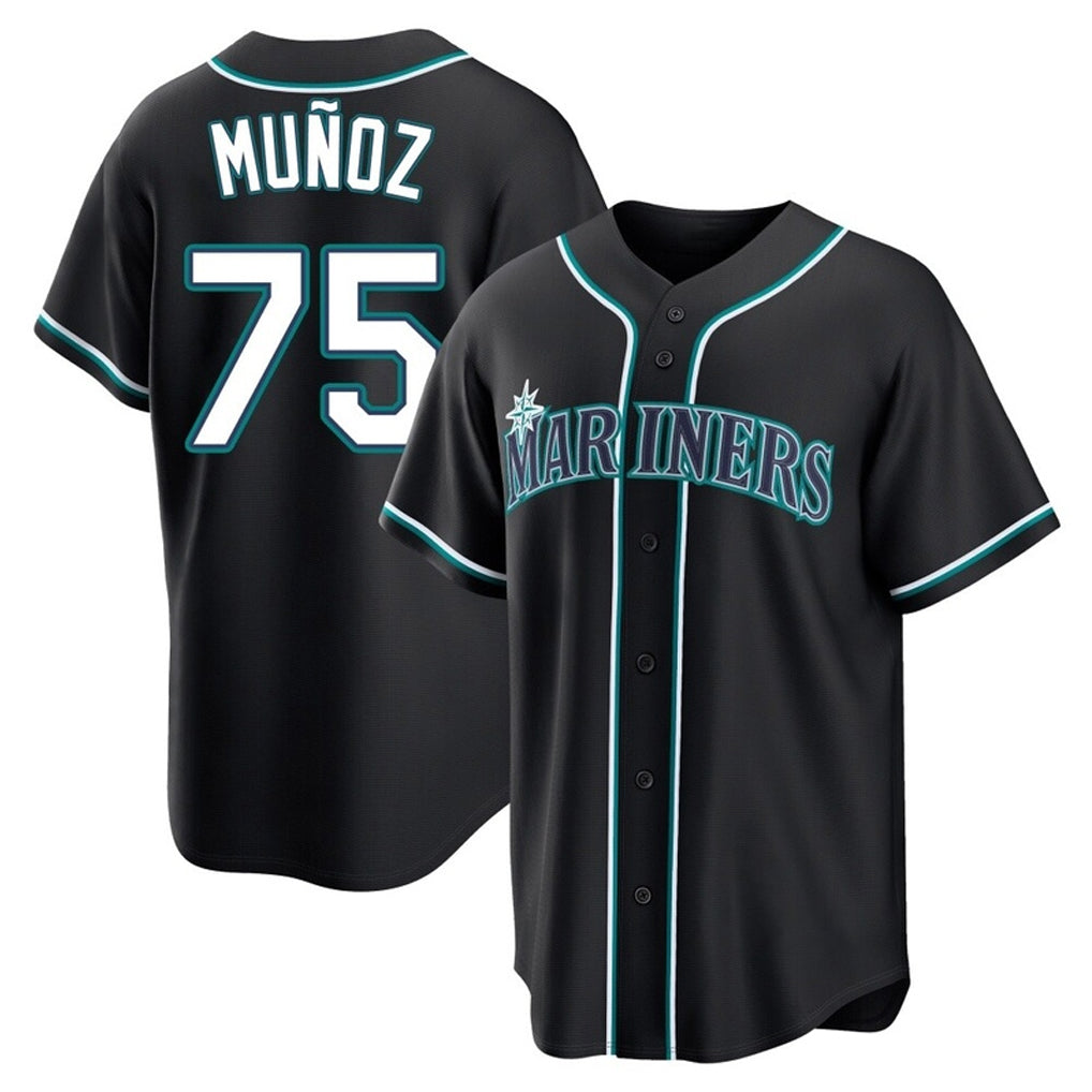 CAdoa S.Mariners #75 Andres Munoz Player Black Fashion Home Limited Stitched Jerseys